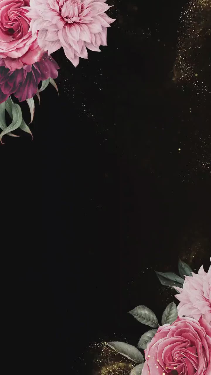 Digital birthday video invitation, Gold Editable Invite, Personalized animated invitations Any Age, Instant Download, Floral Ecard Template