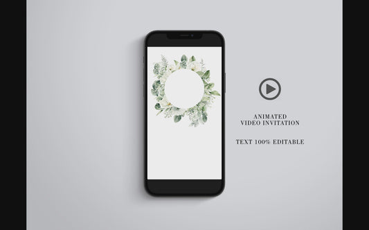Animated Greenery Wedding Invitation, Video Wedding Invite,Floral Wedding