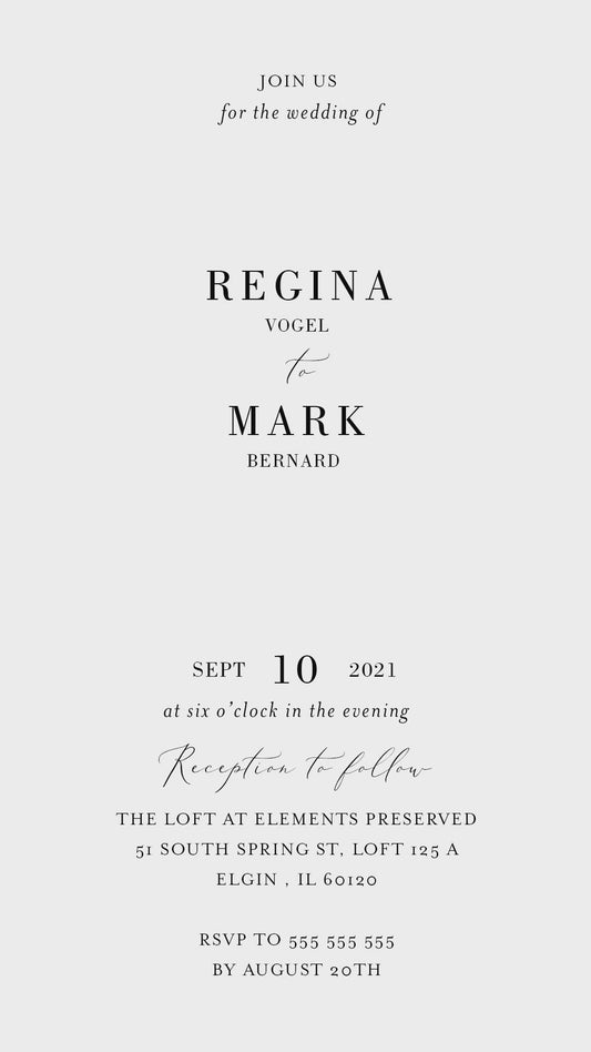 Greenery Animated Wedding Invitation, Geometric Video Wedding Invite, Mp4 Invites, Gold Wedding