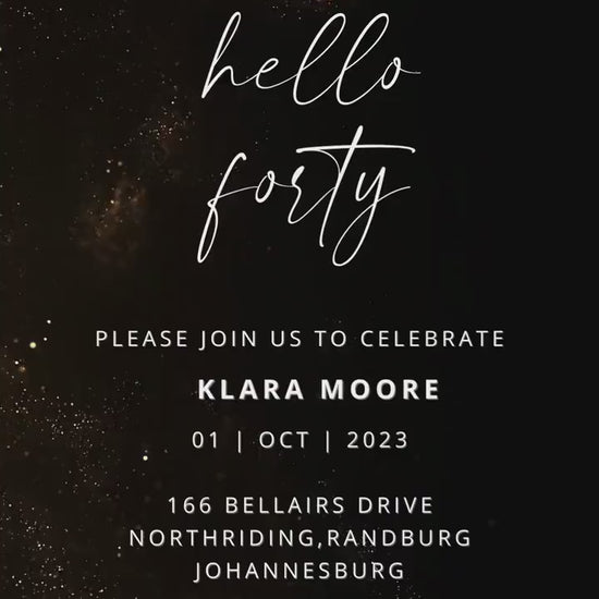 Digital 40th birthday video invitation, Gold Editable Invite, Personalized animated invitations Any Age, Instant Download, Ecard Template