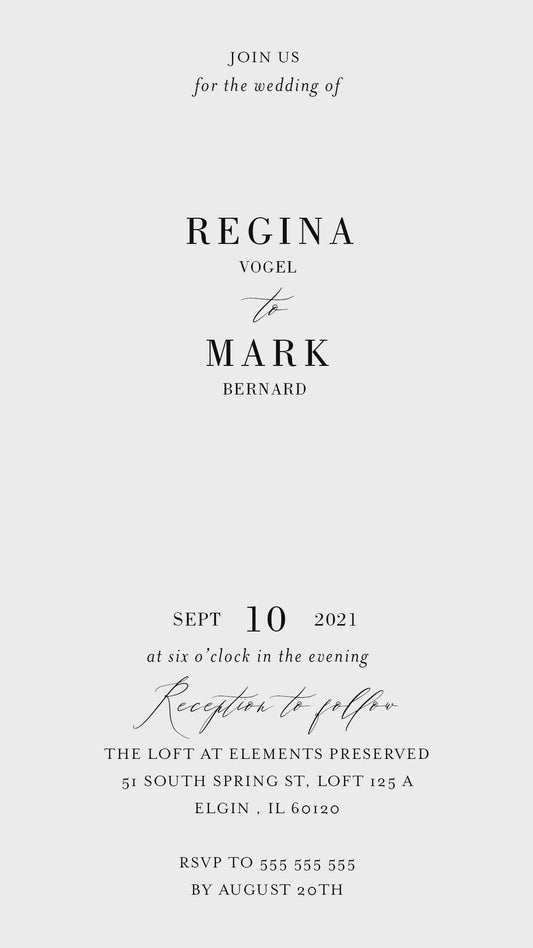 Greenery Frame Animated Wedding Invitation, Geometric Video Wedding Invite, Mp4 Invites, Gold Wedding