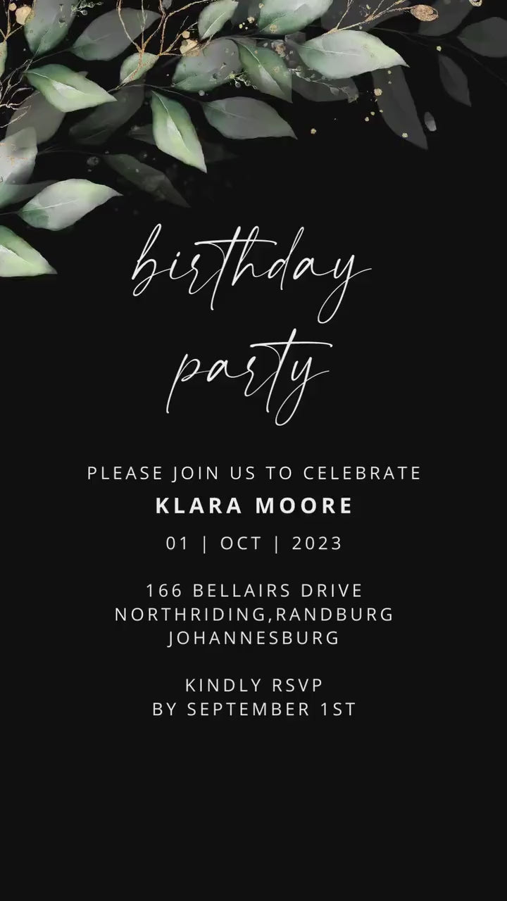 Digital Birthday Invitations, Editable Any Age Invite, Adult Video Invitation, 30th 40th 50th Birthday Invite, personalized evite