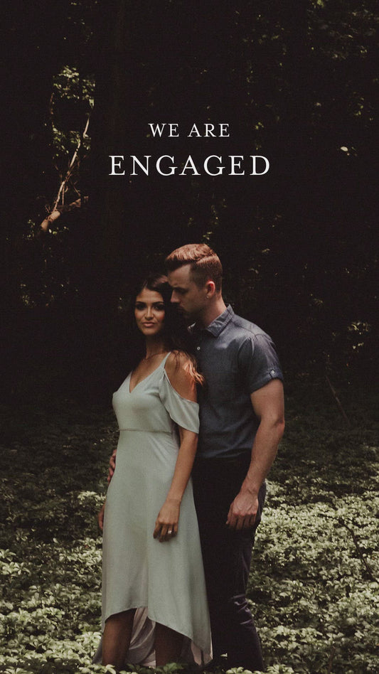 Engagement Announcement Card, Geometric Video Announcement, Mp4 Invites, Gold Card with Photo