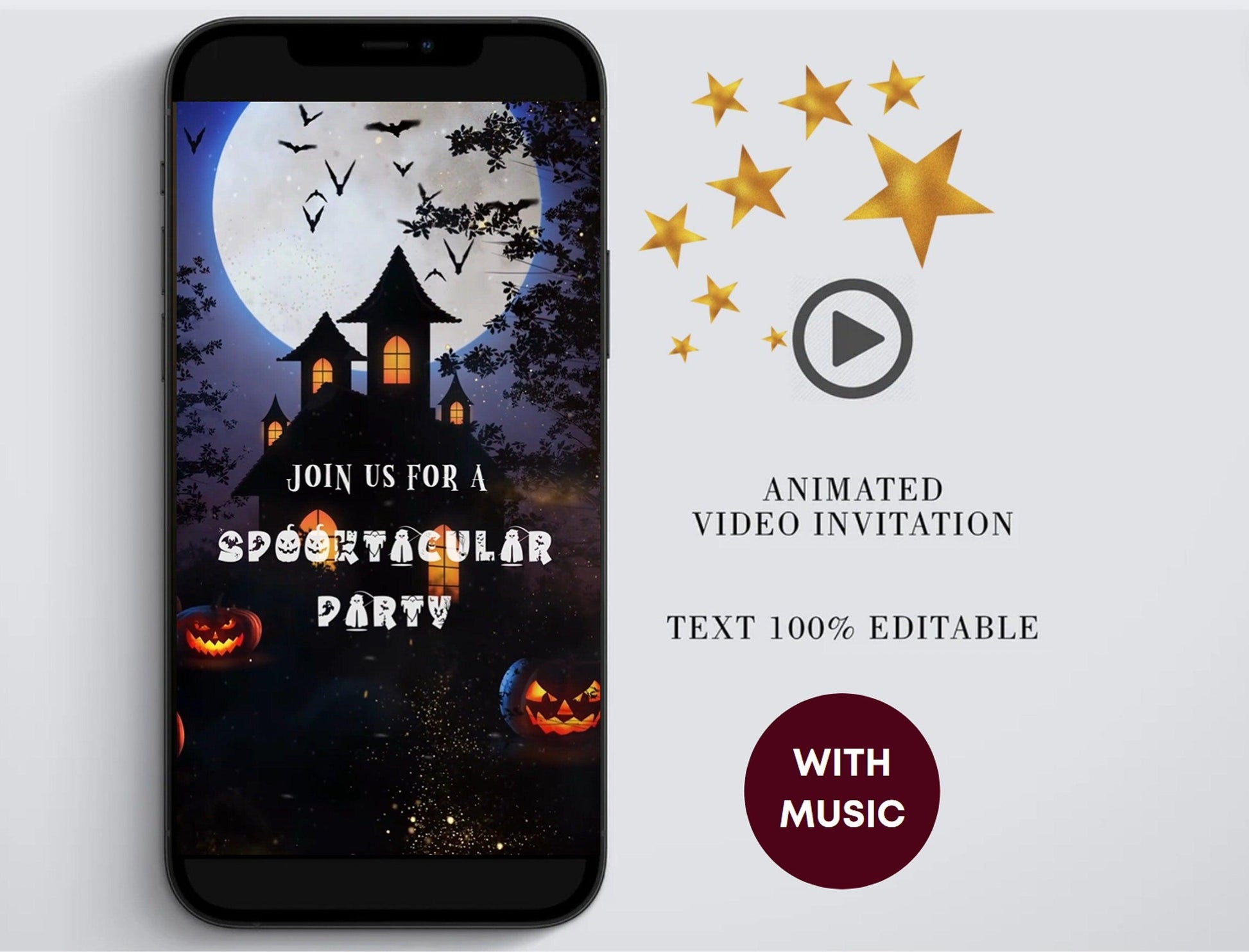 Spooktacular Halloween, Halloween Birthday Invitation, Halloween Invitation, Video invitation, Halloween Invite, Halloween Party Invite - SAVVY PAPER CO