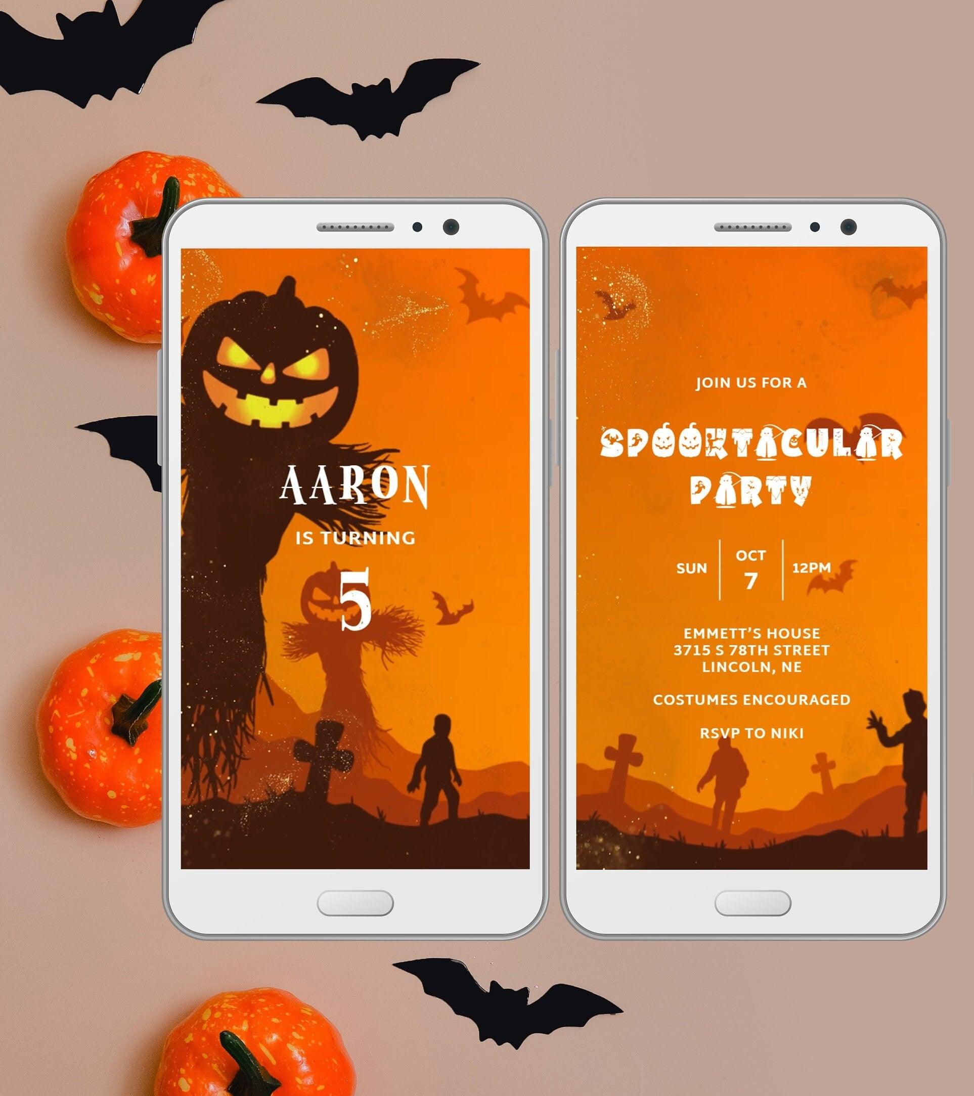 Spooktacular Halloween, Halloween Birthday Invitation, Halloween Invitation, Video invitation, Halloween Invite, Halloween Party Invite - SAVVY PAPER CO